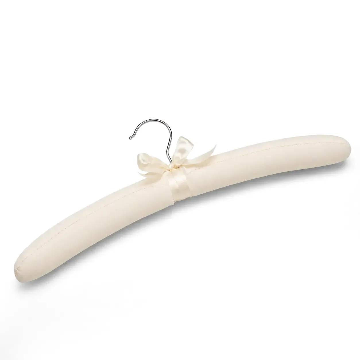 Cream satin padded clothes hanger with decorative bow Cream satin padded clothes hanger with decorative bow