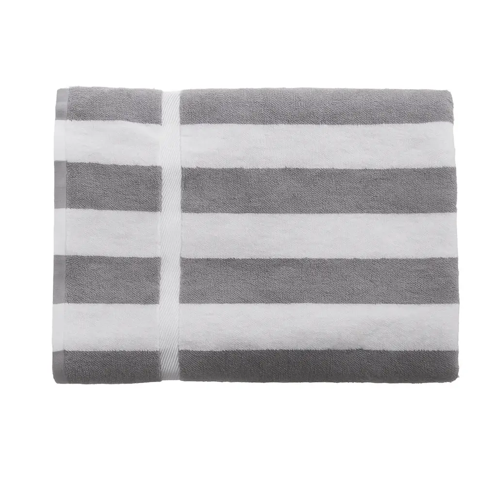 Grey & white Hotel Stripe Pool Towel Grey and White Hotel Stripe Pool Towel